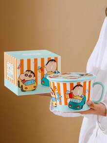 CRAYON SHINCHAN Bộ bát sứ hình hoạt hình Crayon Shin-Chan có nắp và tay cầm - Dùng được trong lò vi sóng - Bộ bát ăn trưa di động, lý tưởng cho mì, súp và ramen. - Nhiều màu - Xem 8
