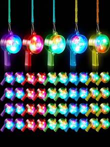 8pcs Luminous Whistle, Glow Party Favors, Neon Whistle Wholesale For Party Supplies, Theme Party Gifts, LED Whistle With Lanyard, Flashing Glow Whistle In The Dark, Suitable As Adult Birthday Party Gifts, For Adult Use Only - Multicolor - View 2