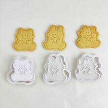 3Pcs Easter Rabbit Bear Cat Cookie Cutter Mold Heart Valentine's Day Biscuit Stamp Icing Cookie Plastics Kitchen Baking Items Back To School - View 10