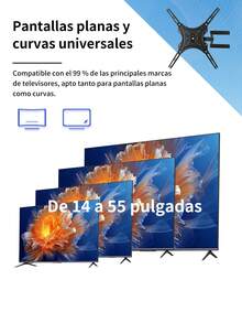 Soporte de pared para TV/monitor de metal con movimiento completo, brazo articulado con giro, inclinación y extensión, compatible con televisores LED LCD de pantalla plana,Soporte De Pared Para Tv/monitor De 14 A 55/(10"- 26"),carga máxima 50KG/12KG.400 X 400 Cm (260 X 260 CM) - Negro - Ver 5