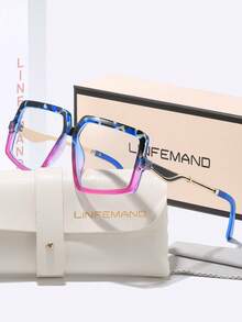LINFEMAND渐变透明眼镜，方形镜框修饰脸型，金属镜腿提升品质，百搭时尚，适合办公和通勤佩戴。 - 無色 - 查看 17