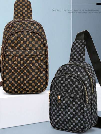 1pc Men's Commuter Chest Bag, Minimalist Sling Bag, New Korean Version Casual Versatile Large Capacity Solid Color Shoulder Bag