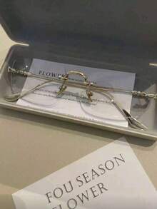 1 pieza Gafas de metal sin montura clásicas y versátiles de alta gama (Estuche no incluido) - Multicolor - Ver 1