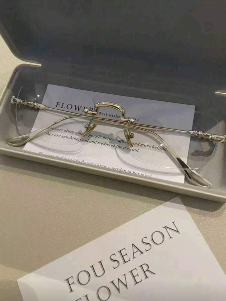 1 pieza Gafas de metal sin montura clásicas y versátiles de alta gama (Estuche no incluido) - Multicolor - Ver 1