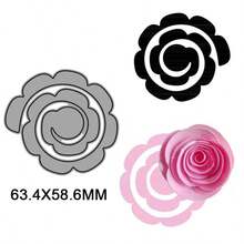 Molde de corte de metal en espiral con flores 3D, adecuado para hacer tarjetas, álbumes de fotos hechos a mano, estampado en relieve, corte y plantillas de sellos, aplicable para manualidades de papel y artesanías - plata - Ver 16