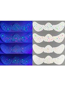 Tiebeauty 4pcs Glow-In--Dark Freckle Face Temporary Tattoos, Includes Heart, And Flower Patterns - Rave Parties, Cosplay Events And Neon Makeup, Shine Brightly And Stand Out - Multicolor - View 11