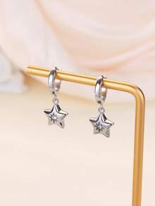 不锈钢星星耳环，精致迷你锆石星星吊坠耳环，时尚防水首饰，生日、派对、婚礼、周年纪念、母亲节的完美礼物 - 彩色 - 查看 4