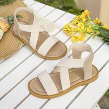 Girls White Criss-Cross Sandals | Children's Summer Shoes - Beige - View 15