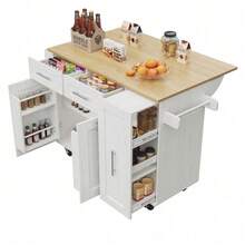 Mobile Storage Islands - White + MDF+Metal - View 4