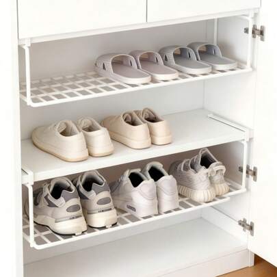1pc Iron Multi-Layer Shoe Rack, Foldable Hanging Storage Organizer, Space-Saving Shoe Cabinet, Suitable For Bedroom, Living Room, Hallway, Dorm Storage Box Organizer