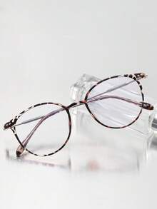 1 chiếc kính gọng tròn màu đen TR90 dành cho nam, gọng kim loại nhẹ, đa năng, phù hợp đeo hàng ngày, đi làm, đi học, đi làm, tròng kính trong suốt, họa tiết da báo cổ điển, phụ kiện kính mắt đôi, thích hợp cho học sinh, công sở, không gây áp lực lên mũi. - Nhiều màu - Xem 9