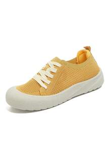 Van Skr 2026新款女士时尚轻便软底网面运动鞋，复古溶解鞋底运动鞋，透气一脚蹬休闲通勤鞋 - 黃色 - 查看 6