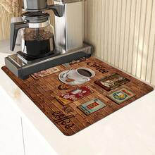 1pc Coffee Bar Mat, Kitchen Utensil Drying Mat, With "Coffee Bar" Design, Suitable For Countertop And Dining Table, Countertop Protection, Coffee Mat - Multicolor - View 6