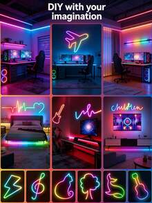 Dải đèn neon hồng ngoại RGB 1m/2m/3 mét/4m/5m, dải đèn LED silicon dẻo chống thấm nước, đèn trang trí không gian có điều khiển từ xa, đèn đổi màu cho trang trí Giáng sinh trong nhà/ngoài trời, điều khiển từ xa 24 phím và ứng dụng, thích hợp cho trang trí nhà cửa và dải đèn dẻo cho cảnh tuyết. - ánh sáng đa sắc - Xem 8