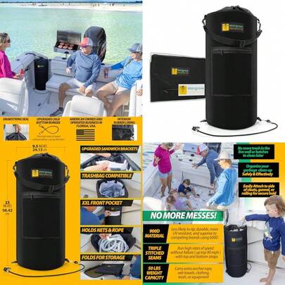Best Sell-Portable Boat Trash Can Reusable Trash Bag Boating Equipment Boat Storage Boat Accessories Marine Pontoon Boat Accessories Fishing Sandbar RV Or Camping