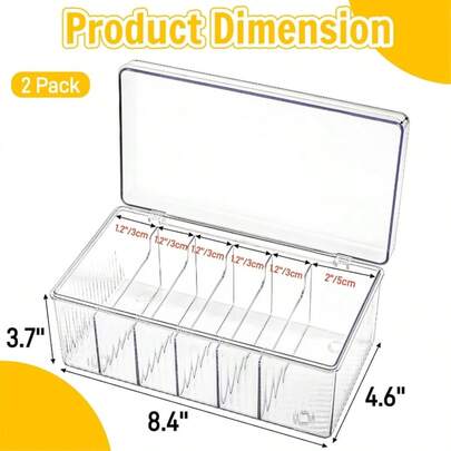 2 piezas Caja de almacenamiento para extensiones de pestañas, Bandeja transparente para pestañas con 6 compartimentos, Contenedor de almacenamiento de gran capacidad para suministros de extensión de pestañas