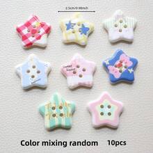 10/20颗粉彩马卡龙色印花星星蝴蝶结装饰纽扣，可用于DIY毛衣、帽子、鞋子、手机壳等配件 - 印花扣 - 查看 18