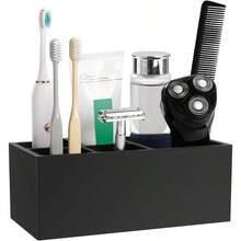 Luxspire Toothbrush Holder, 5 Slots Toothbrush Razor Holder Toothpaste Stand, Resin Decorative Dental Storage For Bathroom Accessories Set Vanity Counter Sink Organizer Storage Organizer Caddy - Black - 5 Slots + Black - View 1