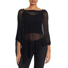Women Sheer Mesh Poncho Top Crochet Knit Lightweight See Through Shawl Wrap Summer Oversized Loose Shrug Beachwear Swimsuit Bikini Cover Ups - 深灰色 - 查看 7