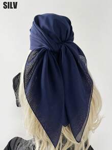 1pc Women Beach Accessories Solid Color Imitation Linen Square Scarf, Headwrap, Bandana, Suitable For Outdoor, Beach, Daily Wear, Holidays - A90 Imitation Cotton and Linen - View 33