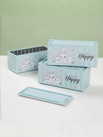 1pc Square Candy Box With Cartoon Rabbit Pattern, Containing Cute Cookies, Snacks, And Cupcake Storage Boxes. It Is Perfect For Use At Easter Parties, Can Be Used As A Piggy Bank, A Holiday Gift, A Birthday Gift, Or An Excellent Choice For Adult Gifts