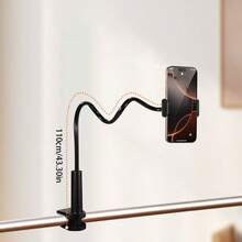 360° Rotatable Bedside Phone Holder, Hands-Free, Stable No Shaking, Soft Grip Long Arm Clamp Phone Stand - Black and White - View 4