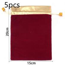 5/10pcs/Pack Gold-Edged Velvet Drawstring Bags, Multi-Size Velvet Jewelry Gift Cosmetic Packaging Bags, Fabric Gift Bags For Earphones, Jewelry, Storage And Gift Packaging - Gold-edged Drawstring Bag - View 11