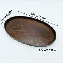 1 Khay gỗ hình elip chắc chắn dùng để đựng thức ăn, bánh mì, bữa sáng, món tráng miệng, cà phê, trà, đồ ăn nhẹ - Khay phục vụ tiệc, nhà bếp, quà Giáng sinh - Cà phê nâu - Xem 15
