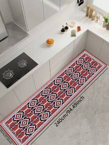 1pc Silicone Kitchen Mat, Featuring Classic Turkish Kilim/ Rug Pattern In Deep Navy Blue Background - Multicolor - View 18