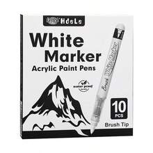 10 Peças/Conjunto Canetas Marcadoras de Acrílico nas Cores Branco/Preto, Conjunto de Pintura de Arte com Ponta Macia Líquida Reta para Desenho, Grafite, Mangá - Conjuntos - Visão 10