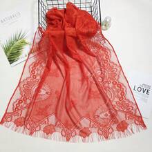 1pc New Lace Hollow Scarf Shawl Dual-Use Muslim Headscarf With Vintage Lace Tassel Design, Versatile Shawl For Weddings And Banquets - Xám - Xem 6