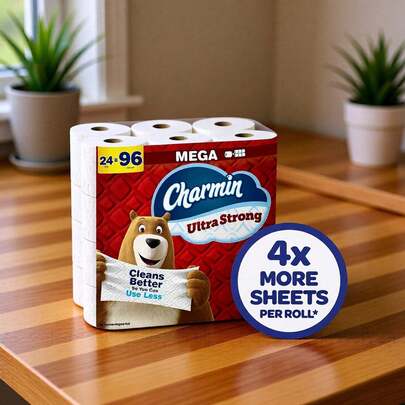 "Charmin Ultra Strong Toilet Paper – Extra Strength For Tough Cleaning, Soft & Comfortable, Long-Lasting, Highly Absorbent,  6 Mega Rolls, 220 Sheets Per Roll,Ideal For Family Homes, Perfect For High Traffic Bathrooms, Septic , Superior Performance, Helps Keep You Clean & Dry, Mega Pack For Added Value, Convenient & Efficient For Daily Use, Stock Up And Save, Charmin Quality You Can Trust"