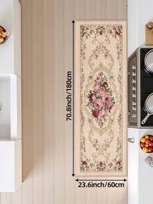 DAJIANG 1 tấm thảm dài họa tiết hoa châu Âu dùng cho nhà bếp, phòng tắm, ngoài trời, trong nhà, hành lang, phòng ngủ, phòng khách, thảm trải sàn nhà bếp có thể giặt được. - Nhiều màu - Xem 13
