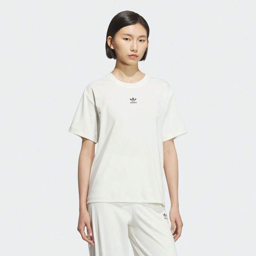 Adidas Originals Áo thun nữ tay ngắn ESS WR TEE, kiểu dệt kim không cổ TKD1862 - trắng - Xem 1