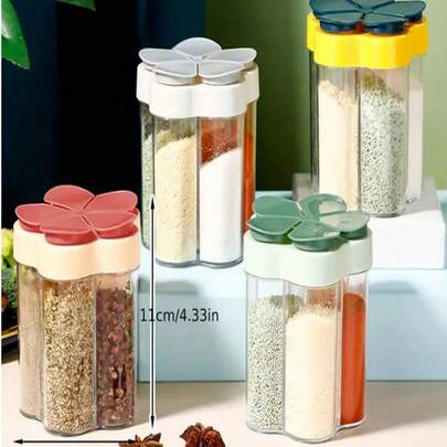 5-in-1 draagbare kruidencontainer, voor thuiskeuken, keukenopslag, en voor het bewaren van kruiden tijdens kamperen.