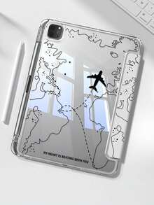 The Beautiful And Cute Cartoon Airplane Map Line Double-Sided Painted Acrylic Transparent Crystal Back Cover Is Shockproof And Suitable For  7th Generation, 8th Generation (10.2 Inches), And 10th Generation. It Has A Built-In Pen Slot And Supports Sleep And Wake-Up Functions/Multiple Folding Stand Methods. These Are Halloween Gifts And New Year Gifts - Xem 9