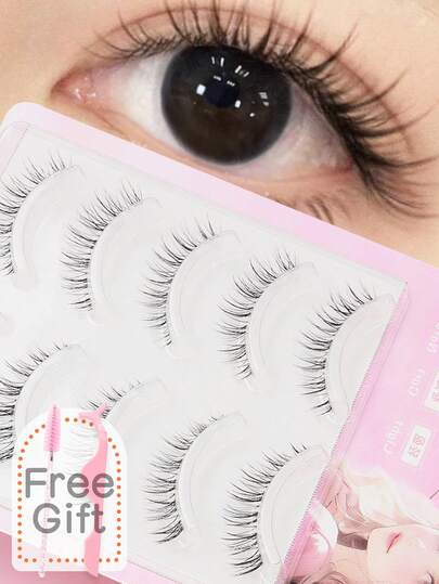 5对自然逼真的假睫毛，蓬松柔软的3D水貂毛假睫毛，纤长丝滑，多层设计，适合婚礼、派对、夜店、日常工作会议等场合。佩戴舒适，与真睫毛完美融合。手工制作的上睫毛，打造飞扬眼尾，拉长自然，逼真浓密。