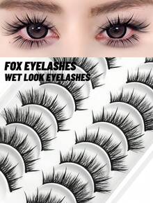 GROINNEYA 8 Pairs Wet Look Eyelashes Manga Faux Mink Lashes Natural & Lengthening Eyelashes Y2K Style Cartoon Style Moisturizing False Eyelashes Cute Girl Style Pointed False Eyelashes Anime Cosplay Perfect For Daily Wear & Themed Parties Strip Lashes - View 8