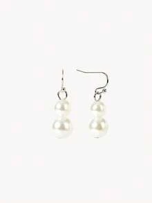 Opalesca 3pcs Rhinestone & Faux Pearl Decor Jewelry Set - White - View 6