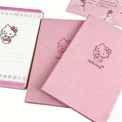 SANRIO 1 pieza/  Cuaderno de tapa dura rosa - Páginas interiores gruesas de colores, tema de anime, opción perfecta para artículos de papelería, regalos, cumpleaños, aniversarios, ceremonias de graduación, Navidad, regalos del Día de San Valentín | Diseño divertido | Cubierta duradera (40 hojas)
