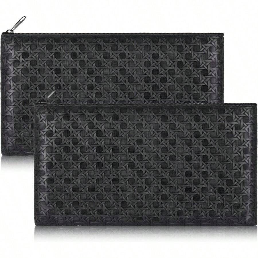 2pack Money Bag, Cash Zipper Pouch, Bank Bags, Cash Wallet, Cosmetic Receipts Coins Small Tools Organizing Storage Bag - Màu đen + Bộ 2 chiếc - Xem 1
