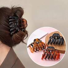 3 Paquetes/1 Paquete, Pasador de cabello de bandeja para mujer, Material de PC, Resistente a la caída, Garra grande, Adecuado para volumen de cabello, Diario, Hogar, Accesorios para el cabello tipo garra, Pinzas de moda, Pinzas de cabello elegantes, Pinzas para el cabello de mujer - Multicolor - Ver 3