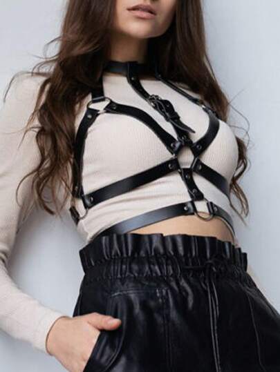 1pc Women's Fashion Sexy Corset Strap, Dark Style Waist Belt, Suitable For Daily Wear, Halloween, Music Festival Outfit Matching