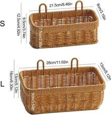 2 Pack Wall Hanging Woven Basket - Egg Ginger Garlic Ns Storage Box Solution Storage Basket, Large Capacity Plastic Imitation Vine Fruit Basket Kitchen Onion Weaving, For Kitchen Vegetables And Spices, Rustic Kitchen Organiser - 查看 10