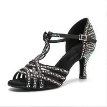 Women's Latin Dance Shoes With 7.5cm Heel Wear-Resistant And Slip-Resistant Dance Training Shoes Soft Bottom Comfort Tango Salsa Dance Shoes Indoor Party Shoes Rhinestone Wedding Shoes For Women - Black - View 2