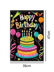 1面彩色生日快乐花园旗，印有生日蛋糕和气球图案，36*47厘米双面户外横幅，适合生日派对和户外庆祝装饰。 - 彩色 - 查看 9