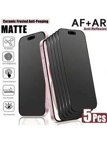 BOLLYMORE 5pcs - Full Screen Matte Privacy Screen Protector Film Compatible With IPhone 17 Pro Max/17 Air/16 Pro Max/16e/15 Pro Max/14 Plus/13 Pro Max/12 Mini/11 Pro Max/XS Max And Other Models. Featuring Dual-Sided Privacy Filter, Compatible With Phone Cases, Full Screen Coverage. Anti-Peeping, Anti-Fingerprint, Upgraded Edge Protection, Scratch-Resistant, Easy Installation Without Bubbles. - Clear - View 21