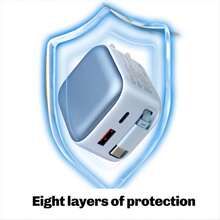 35W GaN 充电器，快充适配器，带 USB A+C 双端口，内置 Type-C 数据线，墙式充电器兼容 17/16/15，充电套装 - 美規A型插(110-127V) - 查看 8