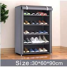 BANBERS 6/8/10 Tier Shoe Rack With Dustproof Cover Shoe Shelf Storage,Portable Shoe Shelf With Nonwoven Fabric Cover For Closet Hallway,Bedroom,Entryway,Grey - 灰色6層 - 查看 1