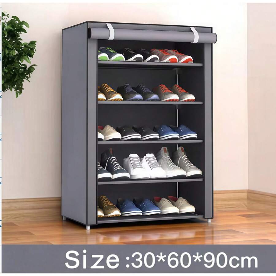 BANBERS 6/8/10 Tier Shoe Rack With Dustproof Cover Shoe Shelf Storage,Portable Shoe Shelf With Nonwoven Fabric Cover For Closet Hallway,Bedroom,Entryway,Grey - 灰色6層 - 查看 1